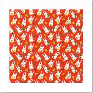 Easter bunnies patterns Posters and Art